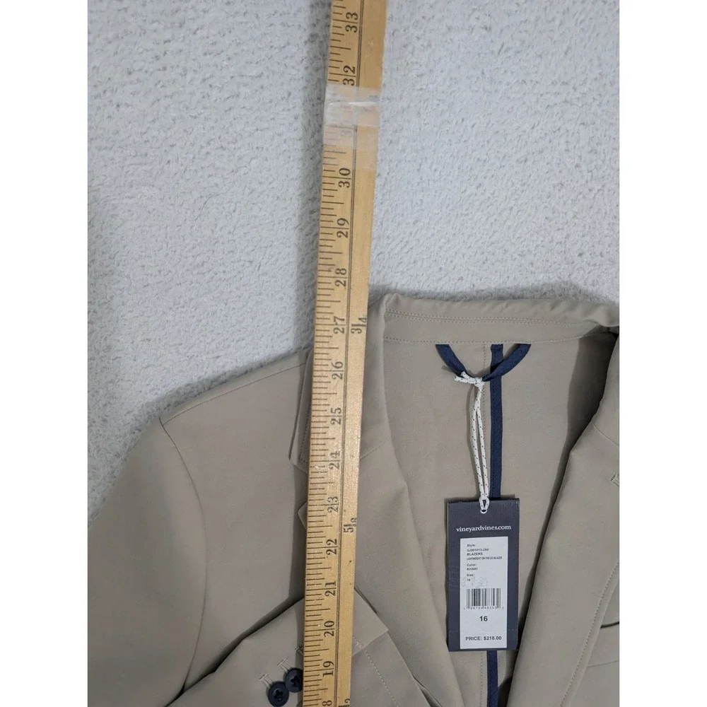 NEW Vineyard Vines OTG On The Go Lightweight Blazer Beige 2 Button Youth Boys 16